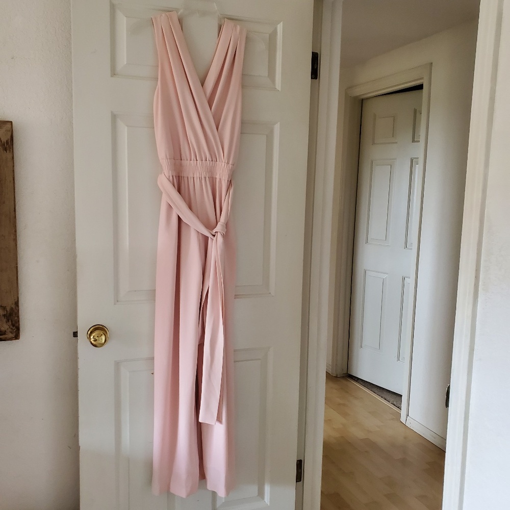 Lands'End Peachy Pink Chiffon Tie Sleeveless Jumpsuit  Size 0 - 2 Mother's Day